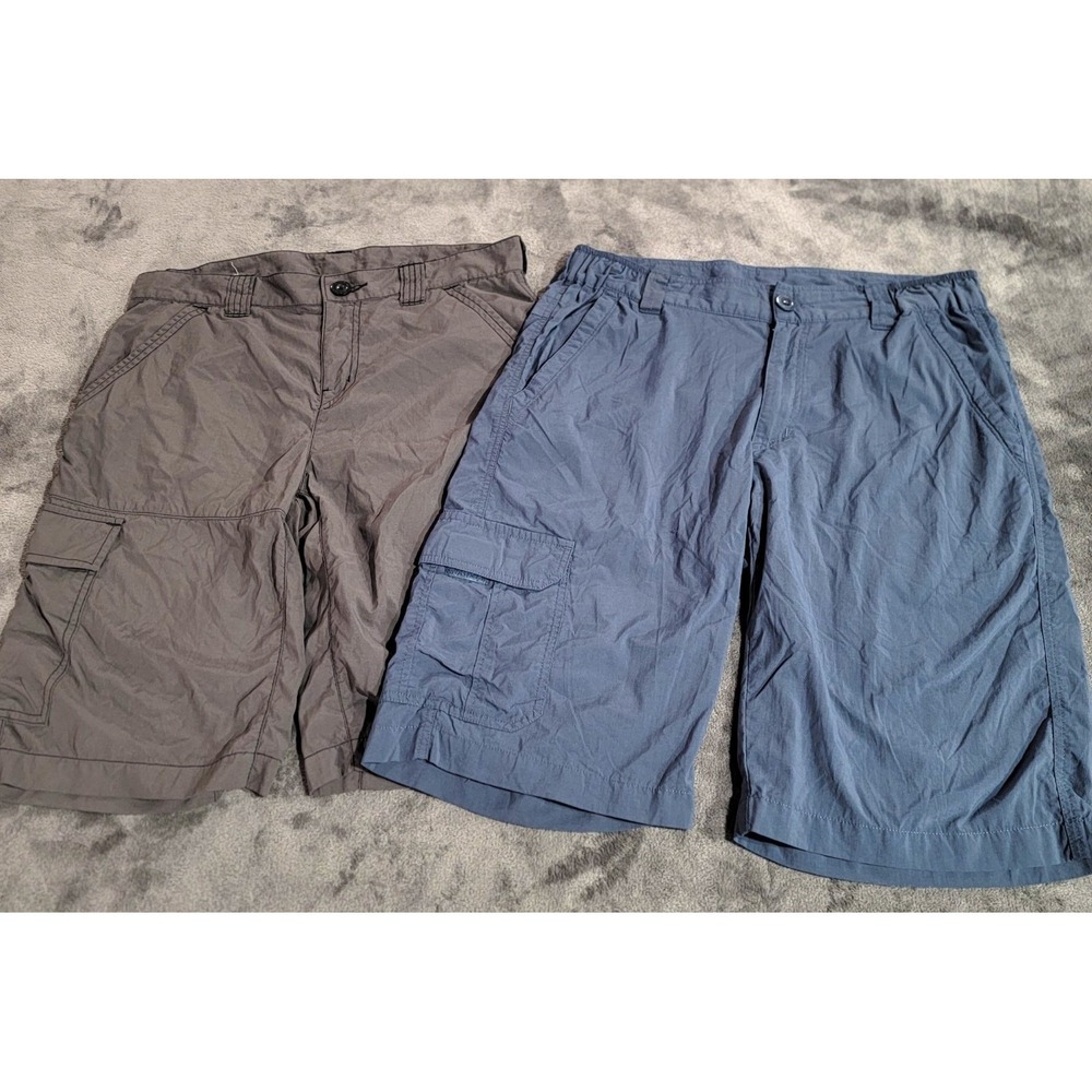 Columbia Shorts Men 30x11 Blue Gray Omni Shade Micro Ripstop Lot 2 Outdoor